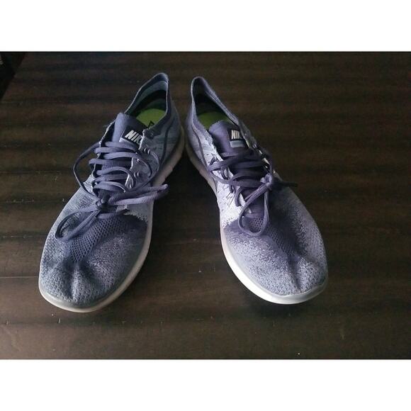 Nike Free Run Flyknit Women's Running Shoes Oreo Blue White 880843 402 Size 9.5 - Picture 6 of 16